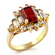 Deep Red Radiant Cut Crystal with Clear Baguettes and Round Cut
